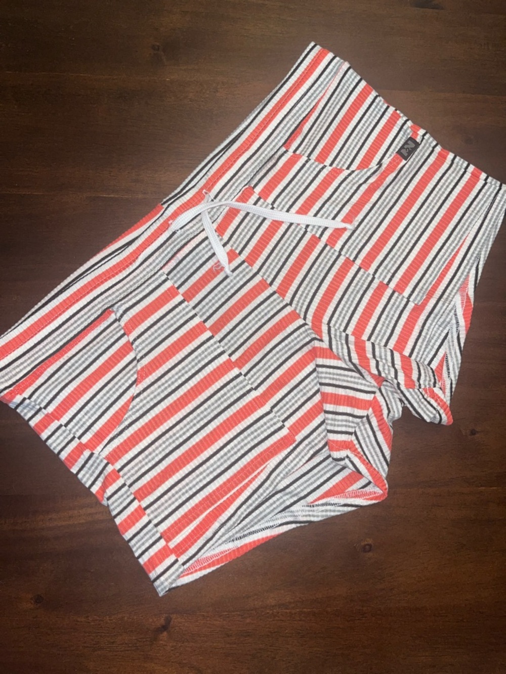 🌴 N2N Striped Drawstring Men’s Shorts - Orange & White